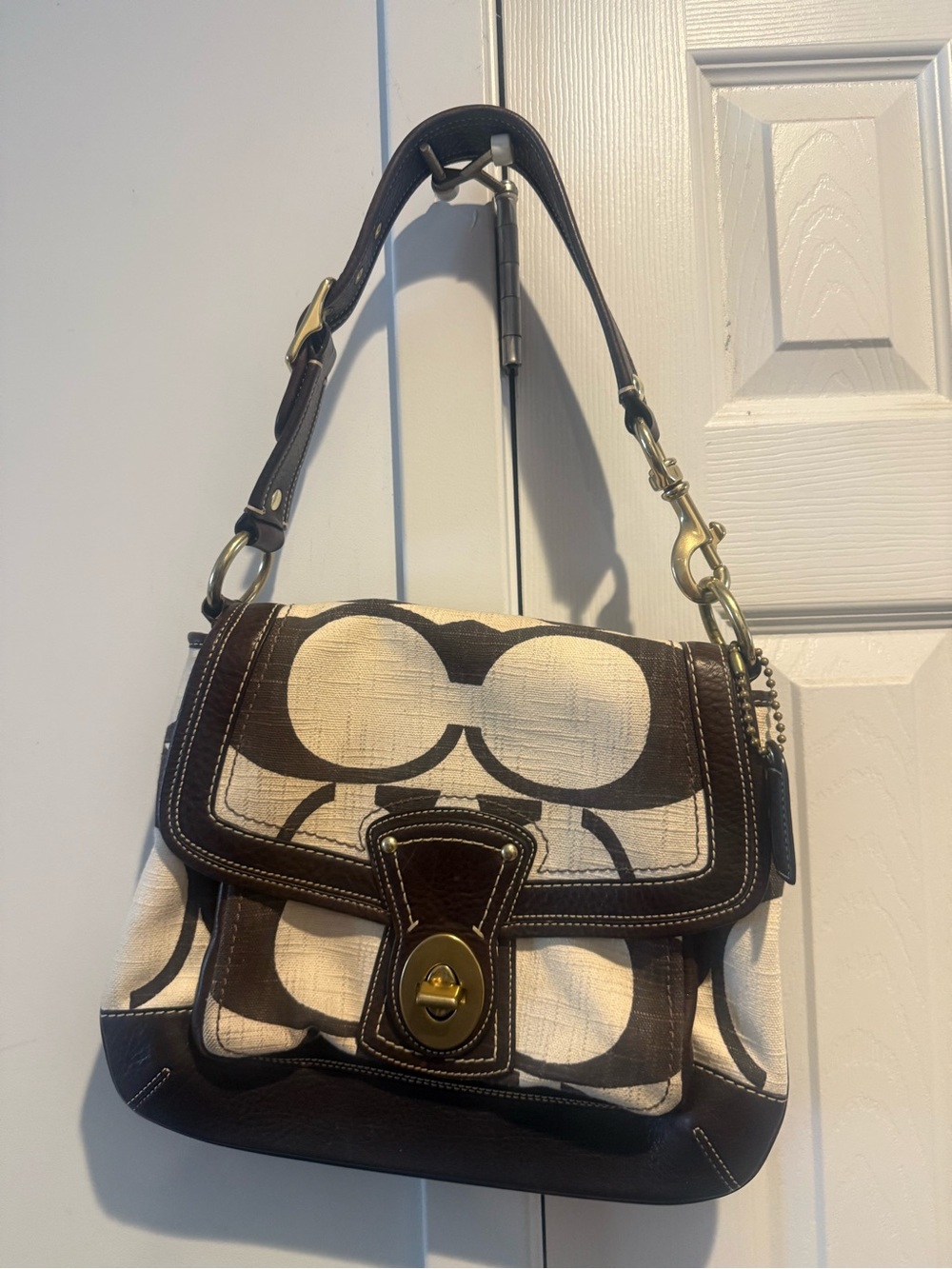 Coach Ali Carly Brown and Cream bag